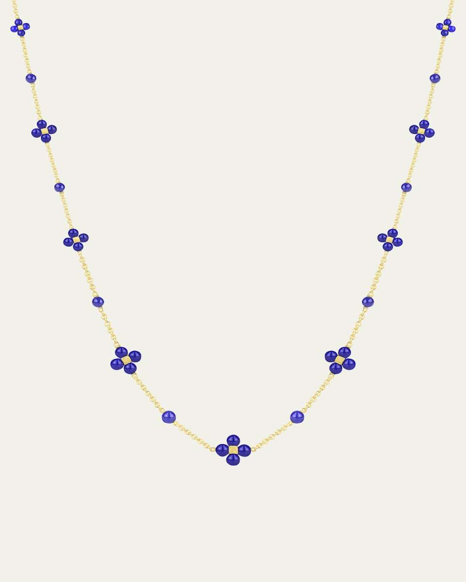 Sequence 18K Yellow Gold Lapis Cluster Necklace